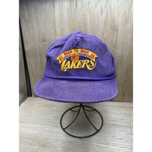 VTG NBA Los Angeles Lakers World Champions Corduroy Hat Purple 1987 1988